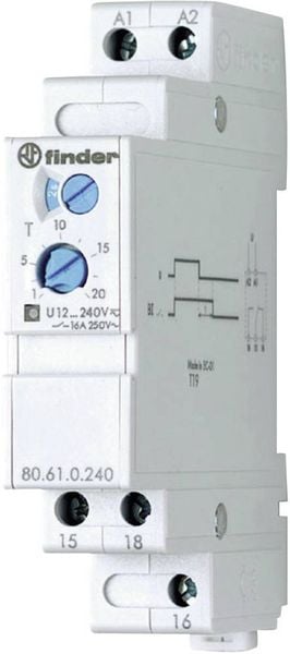 Finder 80.61.0.240.0000 80.61.0.240.0000 Zeitrelais Monofunktional 1 St. Zeitbereich: 0.1 - 20 s 1 Wechsler