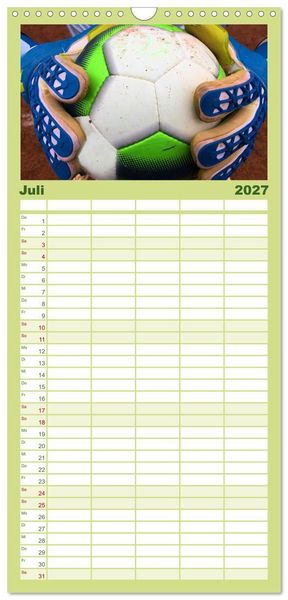 Produktbild: Familienplaner 2027 - Fu&szlig;ball - pure Leidenschaft mit 5 Spalten (Wandkalender, 21 x 45 cm) CALVENDO