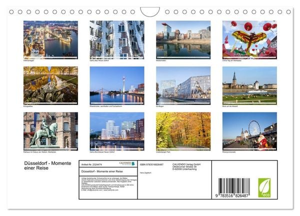 Produktbild: D&uuml;sseldorf - Momente einer Reise (Wandkalender 2027 DIN A4 quer), CALVENDO Monatskalender