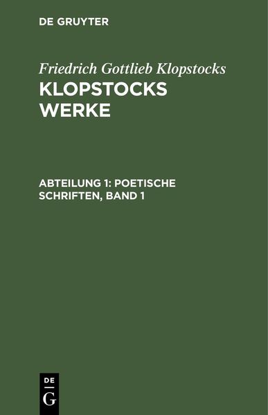 Produktbild: Poetische Schriften, Band 1