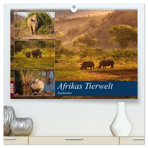 Produktbild: Afrikas Tierwelt: Nash&ouml;rner (hochwertiger Premium Wandkalender 2026 DIN A2 quer), Kunstdruck in Hochglanz