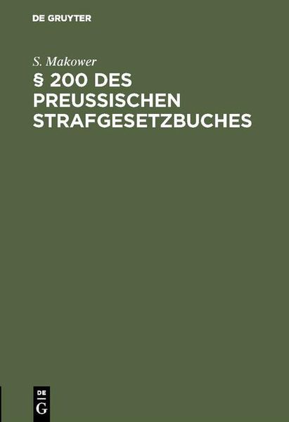 Produktbild: &sect; 200 des Preussischen Strafgesetzbuches