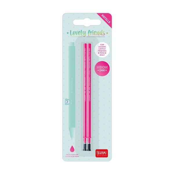 Produktbild: Legami 2 Set mit 2 Ersatzpatronen f&uuml;r Gelstift - Lovely Friends - Neon Pink