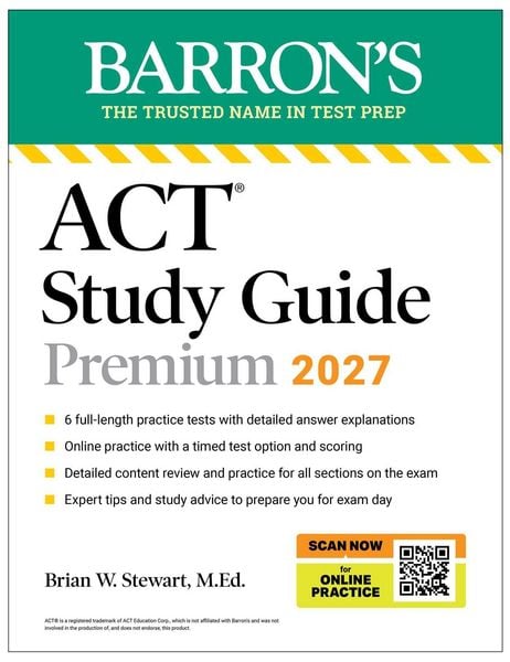 Produktbild: ACT Study Guide Premium, 2027: 6 Practice Tests + Comprehensive Review + Online Practice for the New Enhanced ACT