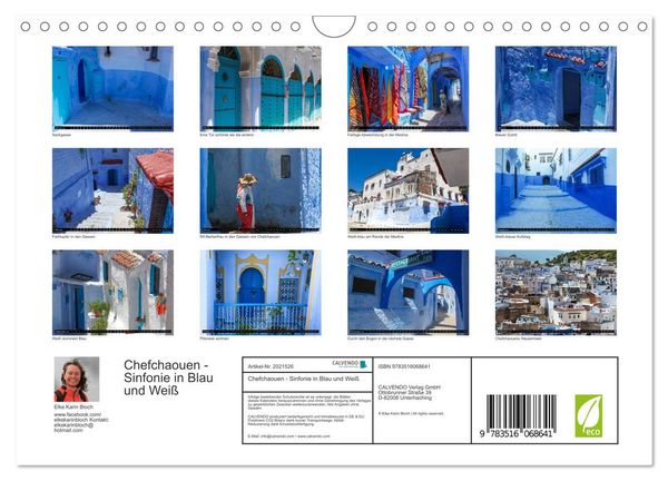Produktbild: Chefchaouen - Sinfonie in Blau und Wei&szlig; (Wandkalender 2026 DIN A4 quer), CALVENDO Monatskalender