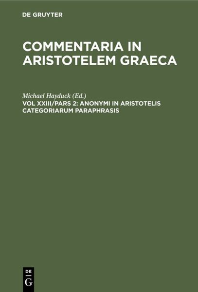 Produktbild: Anonymi in Aristotelis categoriarum paraphrasis