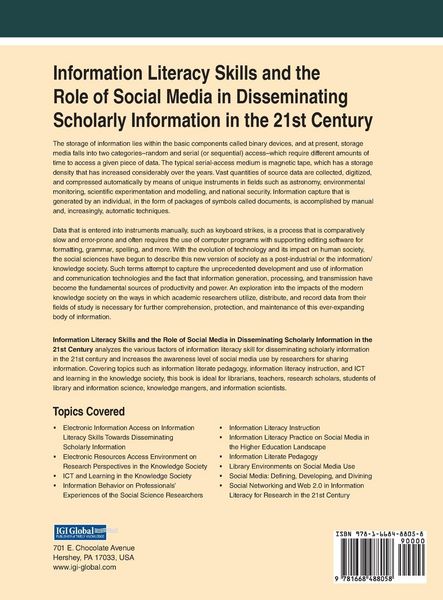 Produktbild: Information Literacy Skills and the Role of Social Media in Disseminating Scholarly Information in the 21st Century