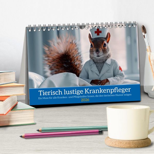 Produktbild: Tierisch lustige Krankenpfleger (Tischkalender 2026 DIN A5 quer), CALVENDO Monatskalender