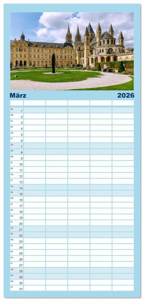 Produktbild: Familienplaner 2026 - Normandie. Poesie in Frankreichs Norden mit 5 Spalten (Wandkalender, 21 x 45 cm) CALVENDO