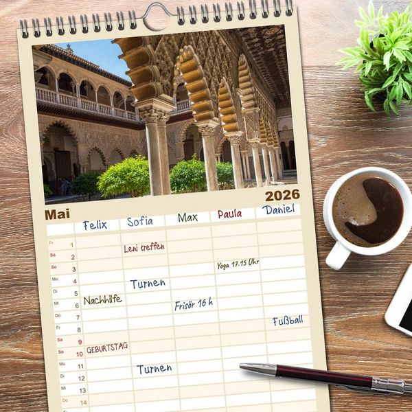 Produktbild: Familienplaner 2026 - Sevilla - Unterwegs in Spanien mit 5 Spalten (Wandkalender, 21 x 45 cm) CALVENDO
