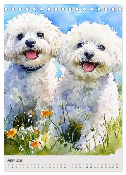 Produktbild: Bezaubernde Hunde. Unsere Freunde im lieblichen Aquarell-Stil (Tischkalender 2026 DIN A5 hoch), CALVENDO Monatskalender