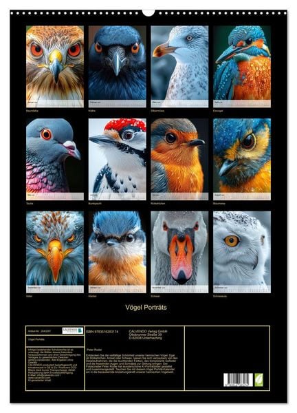 Produktbild: V&ouml;gel Portr&auml;ts (Wandkalender 2026 DIN A2 hoch), CALVENDO Monatskalender