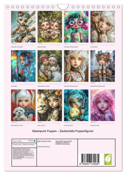Produktbild: Steampunk Puppen &ndash; Zauberhafte Puppenfiguren (Wandkalender 2026 DIN A4 hoch), CALVENDO Monatskalender