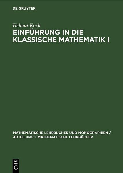 Produktbild: Einf&uuml;hrung in die klassische Mathematik I
