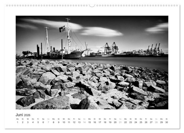Produktbild: Hamburg in schwarz-weiss (Wandkalender 2026 DIN A2 quer), CALVENDO Monatskalender