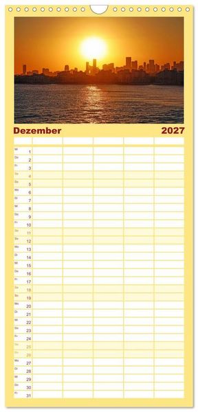 Produktbild: Familienplaner 2027 - Miami und Miami Beach mit 5 Spalten (Wandkalender, 21 x 45 cm) CALVENDO