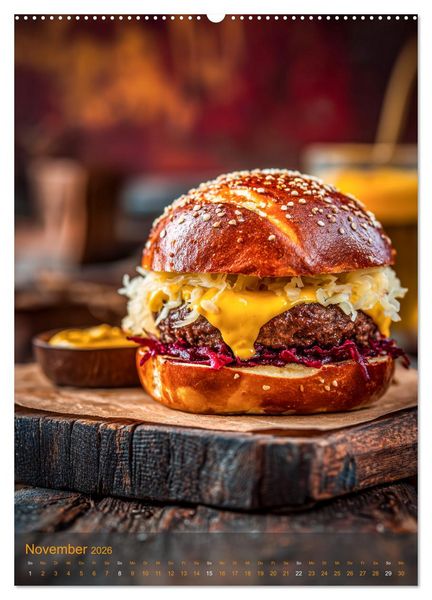 Produktbild: Burger Kalender - Foodporn f&uuml;r echte Burgerfans (hochwertiger Premium Wandkalender 2026 DIN A2 hoch), Kunstdruck in Hochglanz