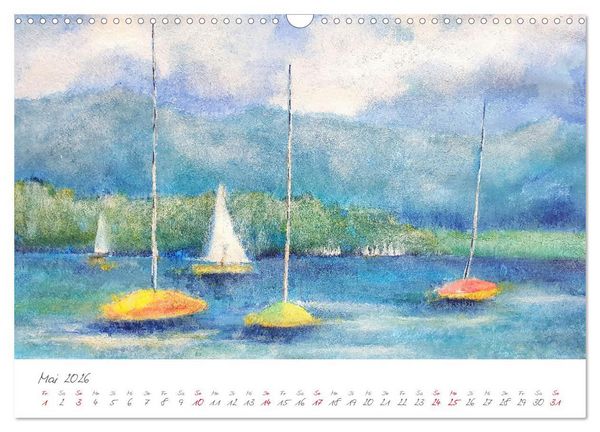 Produktbild: Oberbayerns Seen in Farbe - mit Pinsel und Farbe an den Ufern bayerischer Seen (Wandkalender 2026 DIN A3 quer), CALVENDO Monatskalender