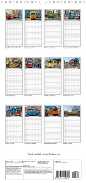 Produktbild: Durch die Welt mit der Stra&szlig;enbahn - Familienplaner hoch (Wandkalender 2022 , 21 cm x 45 cm, hoch)