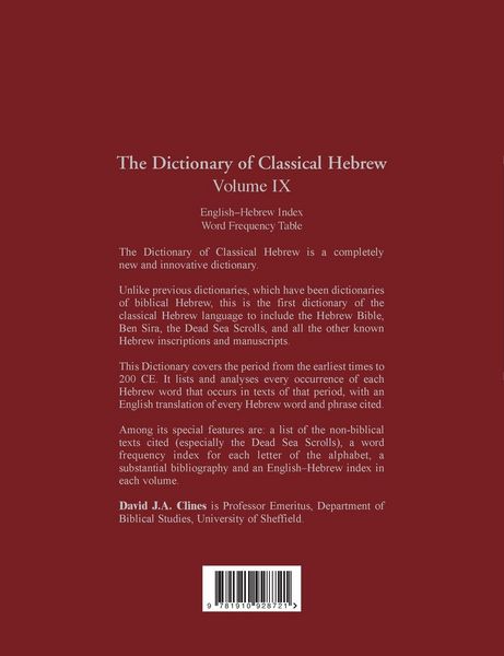 Produktbild: The Dictionary of Classical Hebrew, Volume IX
