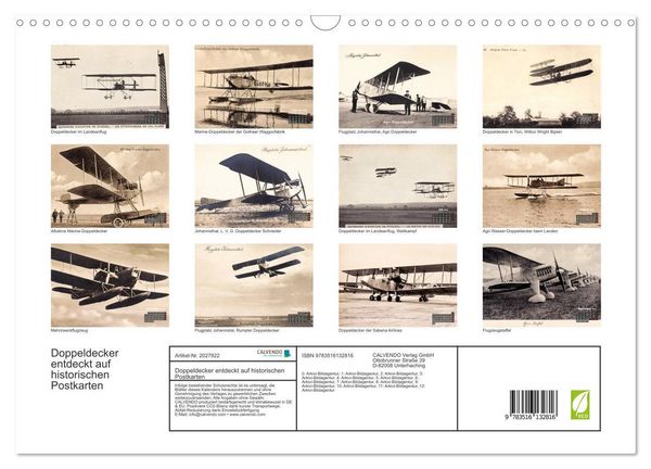 Produktbild: Doppeldecker entdeckt auf historischen Postkarten (Wandkalender 2026 DIN A3 quer), CALVENDO Monatskalender