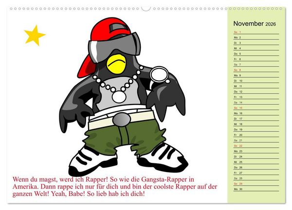 Produktbild: Pinguin-Elfe (hochwertiger Premium Wandkalender 2026 DIN A2 quer), Kunstdruck in Hochglanz
