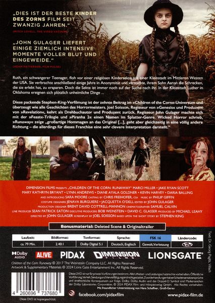 Produktbild: Stephen King: Kinder des Zorns (Children Of The Corn: Runaway) / Horrorfilm nach der Vorlage von Stephen King