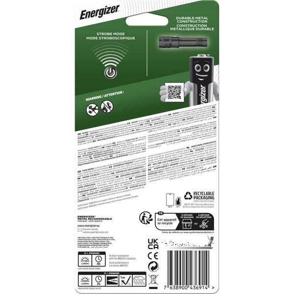 Produktbild: Energizer Metal Rechargeable Mini-Taschenlampe akkubetrieben 300lm 4h