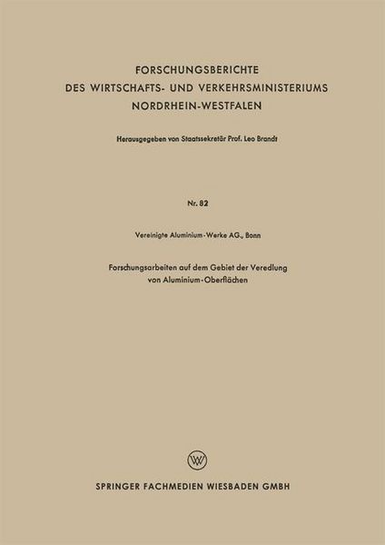 Produktbild: Forschungsarbeiten auf dem Gebiet der Veredlung von Aluminium-Oberfl&auml;chen