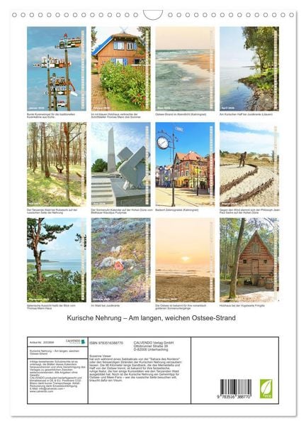Produktbild: Kurische Nehrung &ndash; Am langen, weichen Ostsee-Strand (Wandkalender 2026 DIN A3 hoch), CALVENDO Monatskalender