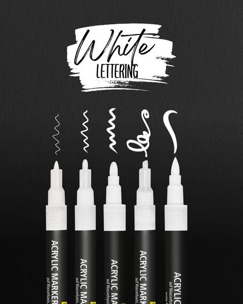 Produktbild: ONLINE Acrylmarker White Lettering 5 St&uuml;ck Kartonetui