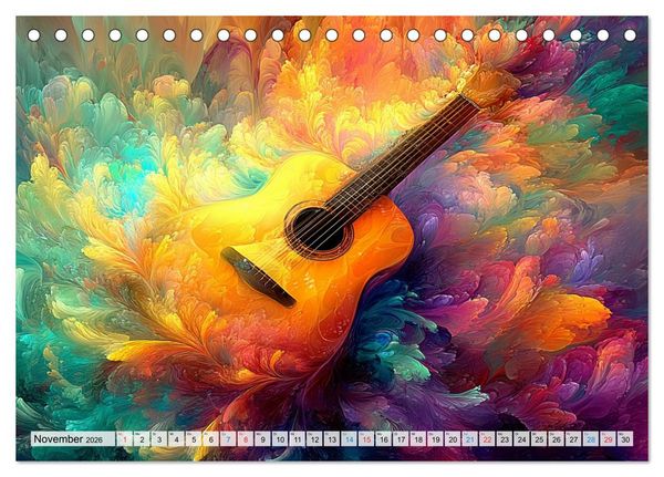 Produktbild: Saitenzauber &ndash; Gitarren im Bilderklang (Tischkalender 2026 DIN A5 quer), CALVENDO Monatskalender