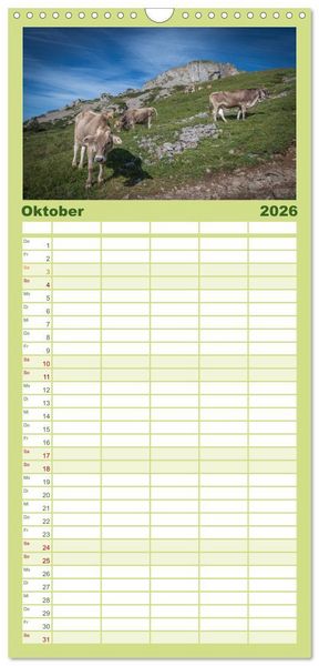 Produktbild: Familienplaner 2026 - Oberallg&auml;u - Oberstdorf und Umgebung mit 5 Spalten (Wandkalender, 21 x 45 cm) CALVENDO