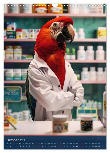 Produktbild: Funny animals in a pharmacist outfit (Wall Calendar 2026 DIN A3 portrait), CALVENDO 12 Month Wall Calendar
