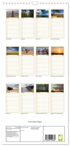Produktbild: Familienplaner 2026 - Traumhaftes R&uuml;gen mit 5 Spalten (Wandkalender, 21 x 45 cm) CALVENDO