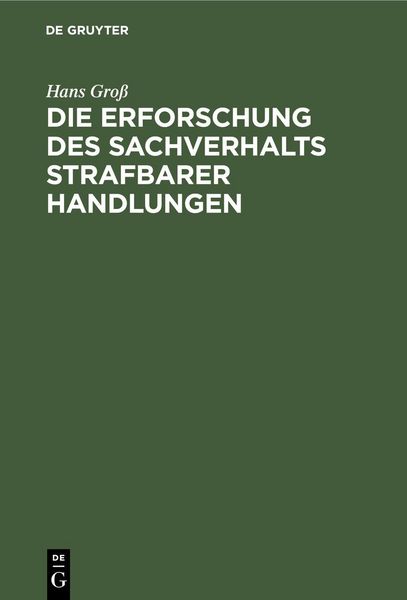 Produktbild: Die Erforschung des Sachverhalts strafbarer Handlungen