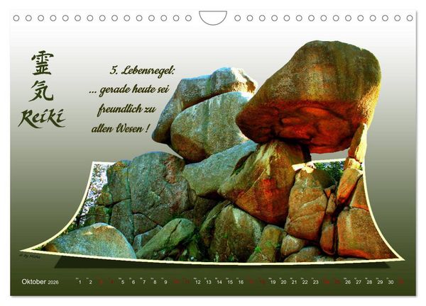 Produktbild: REIKI - Chakren und Lebensregeln (Wandkalender 2026 DIN A4 quer), CALVENDO Monatskalender