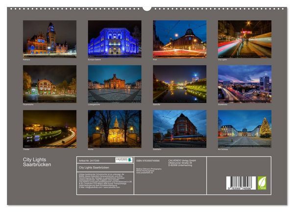 Produktbild: City Lights Saarbr&uuml;cken (hochwertiger Premium Wandkalender 2027 DIN A2 quer), Kunstdruck in Hochglanz