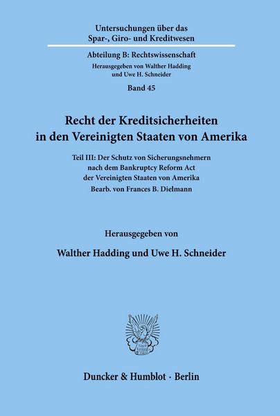 Produktbild: Recht der Kreditsicherheiten in den Vereinigten Staaten von Amerika.
