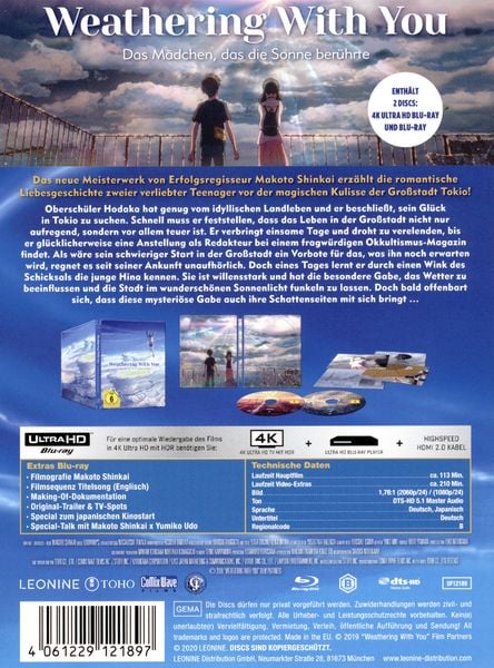 Weathering With You - Das Mädchen, das die Sonne berührte - Limited Steelbook Edition (4K Ultra HD) (+ Blu-ray 2D)