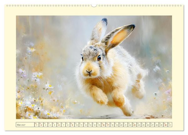 Produktbild: Wildhasen. Meister der Tarnung in offener Feldflur (hochwertiger Premium Wandkalender 2027 DIN A2 quer), Kunstdruck in Hochglanz