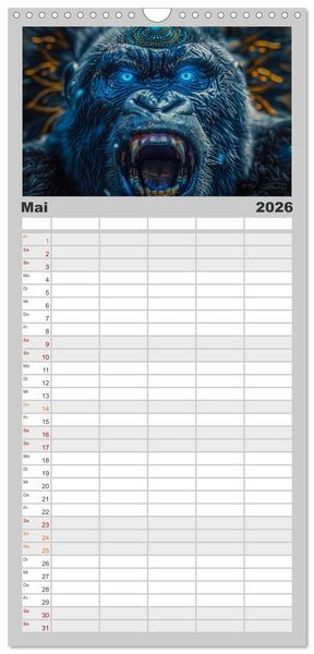 Produktbild: Familienplaner 2026 - Tierische Schamanen mit 5 Spalten (Wandkalender, 21 x 45 cm) CALVENDO