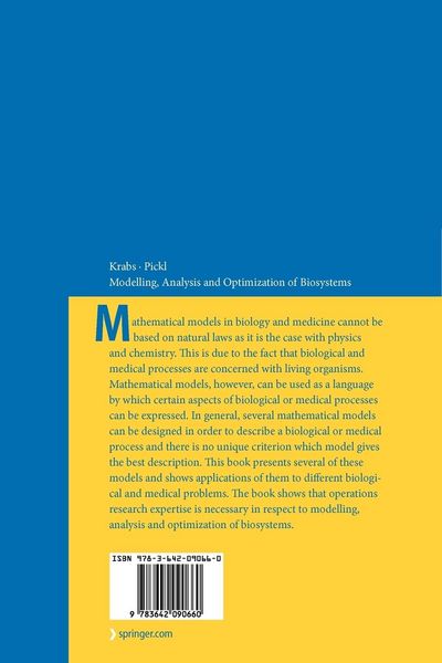 Produktbild: Modelling, Analysis and Optimization of Biosystems