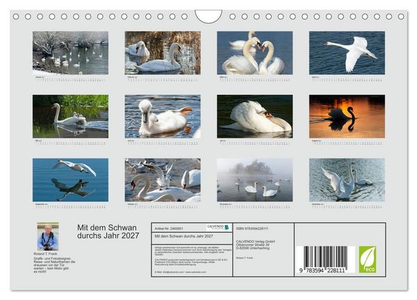 Produktbild: Mit dem Schwan durchs Jahr 2027 (Wandkalender 2027 DIN A4 quer), CALVENDO Monatskalender