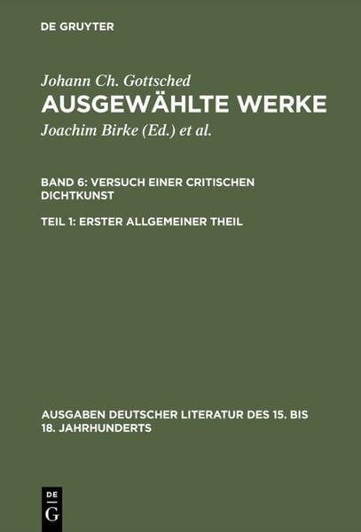 Produktbild: Versuch einer Critischen Dichtkunst. Erster Allgemeiner Theil
