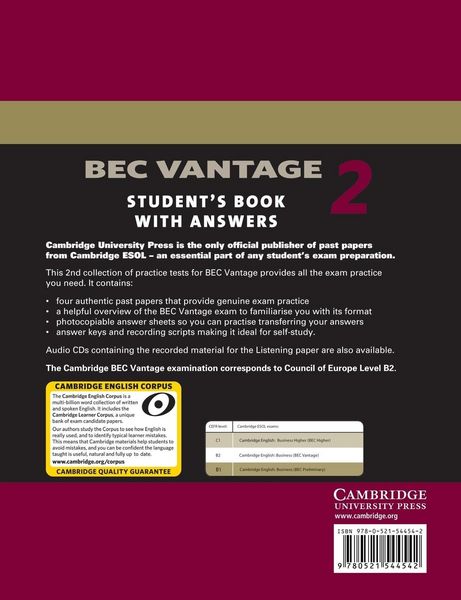 Produktbild: Cambridge BEC Vantage 2 Student's Book with Answers