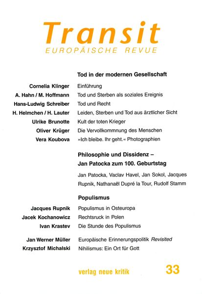 Produktbild: Transit 33. Europ&auml;ische Revue