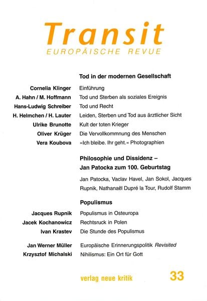 Produktbild: Transit 33. Europ&auml;ische Revue