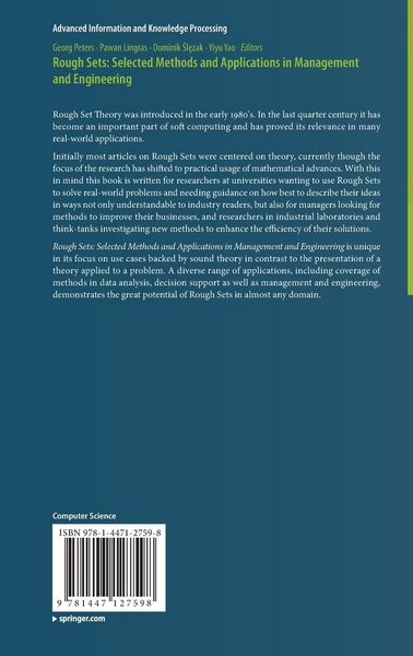 Produktbild: Rough Sets: Selected Methods and Applications in Management and Engineering
