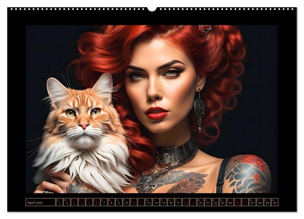 Produktbild: Geheimnisvolle Katzenfrauen (Wandkalender 2026 DIN A2 quer), CALVENDO Monatskalender